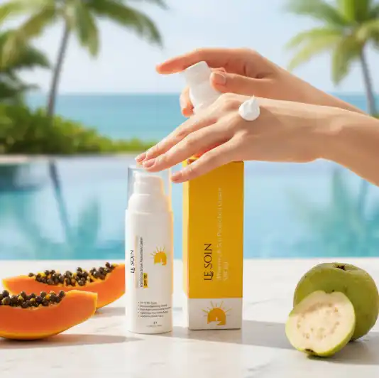 whitening sun protection cream lesoin 00004 کرم روشن کننده پوست لوسوئن SPF50