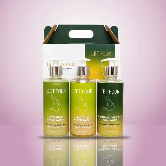 letfour-three-piece-face-wash-pack 00001 پک فیس واش لتفور | شوینده ضدجوش، روشنکننده و آبرسان