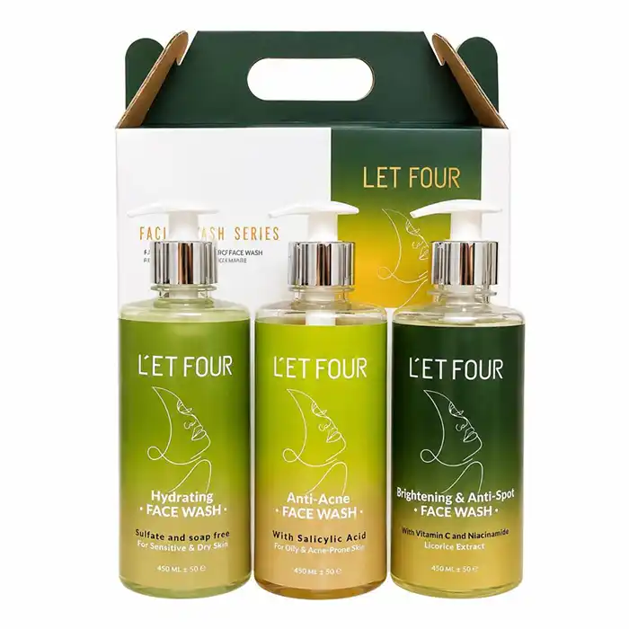 letfour-three-piece-face-wash-pack 00002 پک فیس واش لتفور | شوینده ضدجوش، روشنکننده و آبرسان