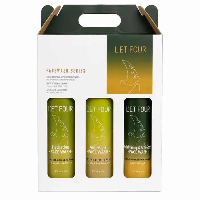 letfour-three-piece-face-wash-pack 00003 پک فیس واش لتفور | شوینده ضدجوش، روشنکننده و آبرسان