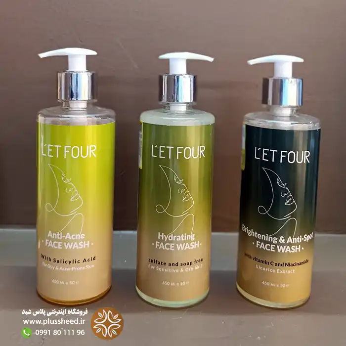 letfour-three-piece-face-wash-pack 00004 پک فیس واش لتفور | شوینده ضدجوش، روشنکننده و آبرسان