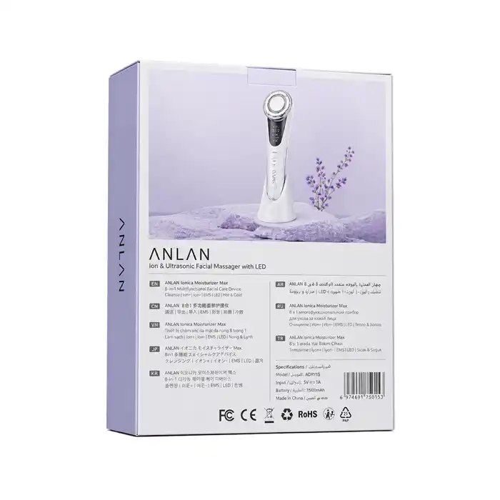 دستگاه آبرسان یونی و ماساژور صورت ANLAN مدل ADRY15 4 جعبه دستگاه آبرسان یونی و ماساژور صورت ANLAN