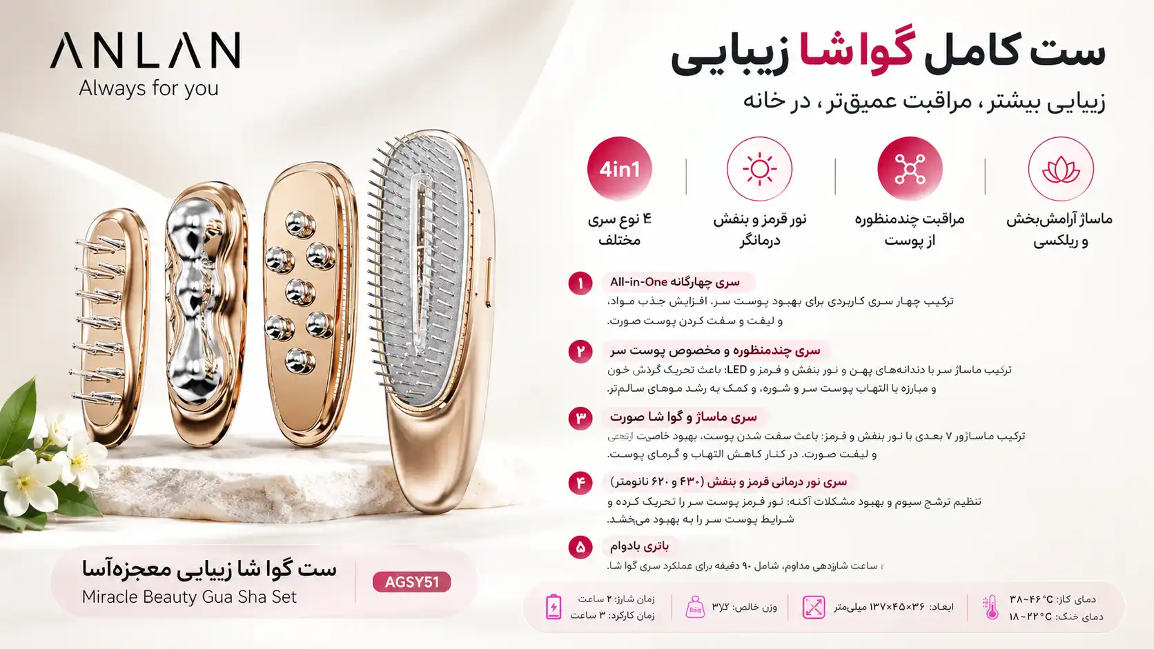 anlan-agsy51-miracle-beauty-guasha-set 00008 عملکرد گواشا و ماساژر چندکاره ANLAN مدل AGSY51