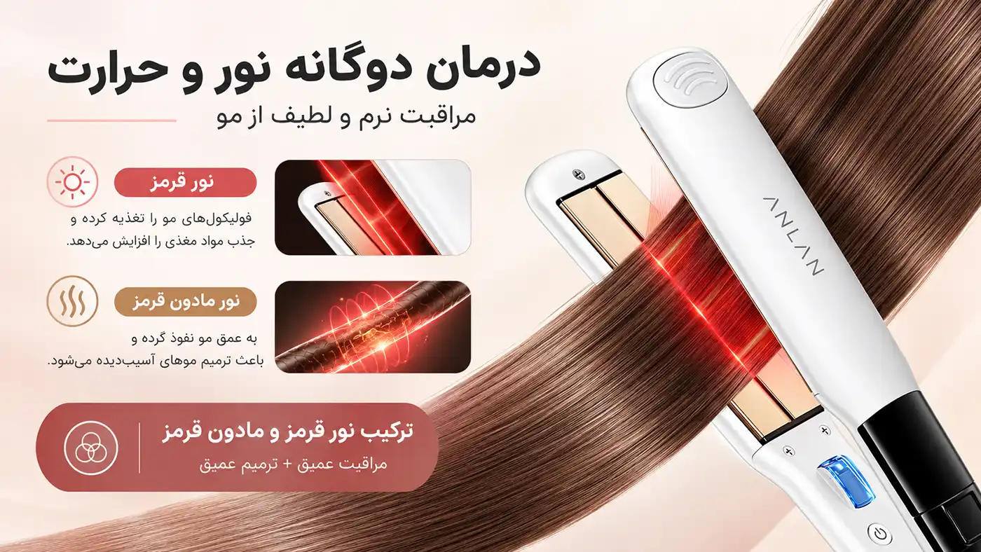 anlan-ajb51-hair-straightener 0010 نور درمانی اتو مو و فرکننده مو ANLAN مدل AJB51